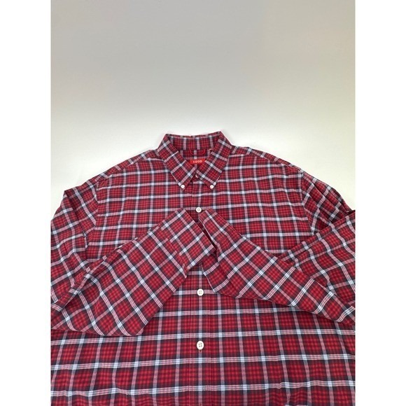 IZOD Mens Two Pack Long Sleeve Button Down Shirts Red Plaid Green Plaid XL - Picture 5 of 8